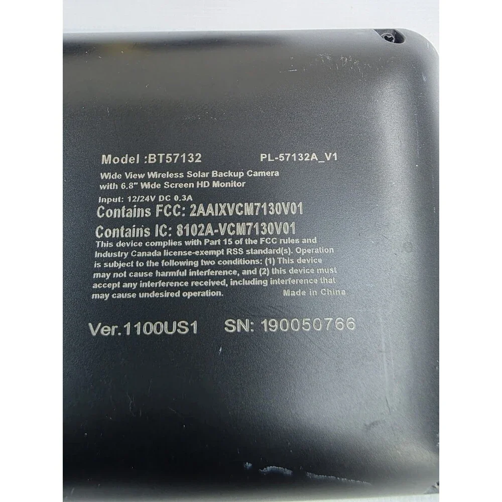 TypeS Backup Camera BT57132 Widescreen 6.8